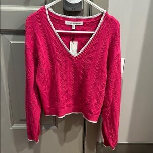 Pink V-Neck Cashmere Sweater